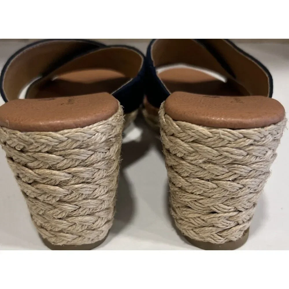Tommy Bahama Stacey Slip On‎ Open Toe Blue Espadrille Wedge Sandals Women's 8